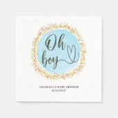 Serviette En Papier Oh Boy Blue Gold Confetti Baby shower (Devant)