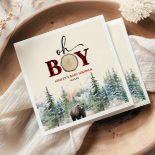Serviette En Papier Oh Boy Lumberjack Baby shower d'ours de forêt