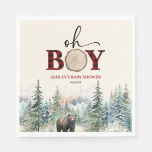 Serviette En Papier Oh Boy Lumberjack Baby shower d'ours de forêt