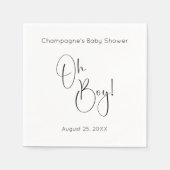 Serviette En Papier Oh Boy Modern Script Baby shower (Devant)