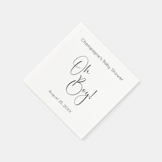 Serviette En Papier Oh Boy Modern Script Baby shower (Coin)