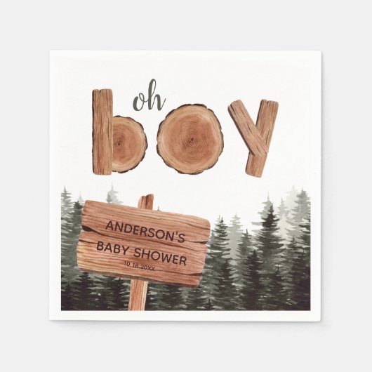 Serviette En Papier Oh Boy Pine Trees (Devant)