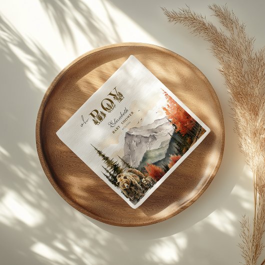 Serviette En Papier Oh Boy Rustic Automne Woodland Bear Baby shower