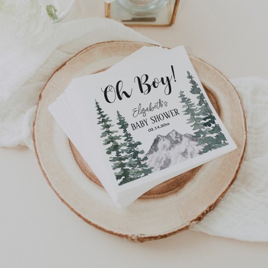Serviette En Papier Oh Boy Rustic Mountains Baby shower