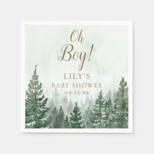 Serviette En Papier Oh Boy Rustic Pine Tree Baby shower forestier