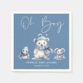 Serviette En Papier Oh Boy Winter | Baby shower de bois modifiable (Devant)