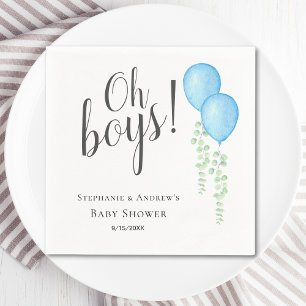Serviette En Papier Oh Boys Blue Balloon Twin Boys Baby shower