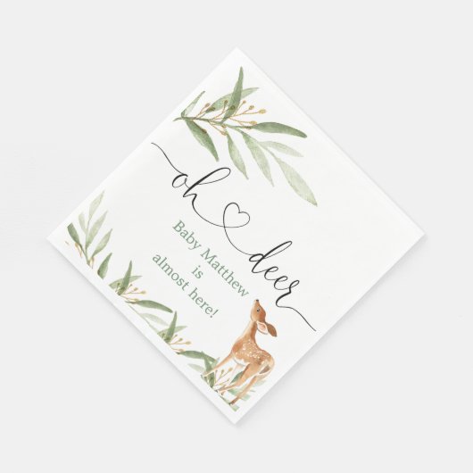 Serviette En Papier Oh cerf baby shower de cerfs verdoyant or (Coin)