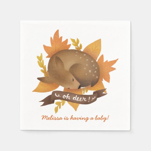 Serviette En Papier Oh cerf ! Baby shower neutre à thème sylvestre d'a (Devant)