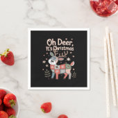 Serviette En Papier Oh Cerf C'est Noël Petits Carrés Patchwork (En situation)