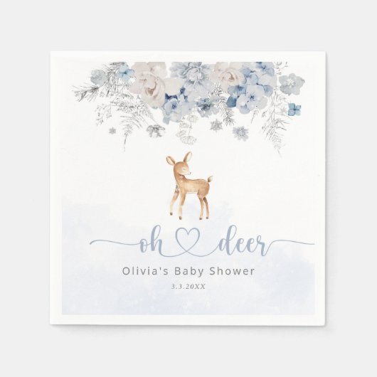 Serviette En Papier Oh cerf hiver bleu garçon baby shower (Devant)