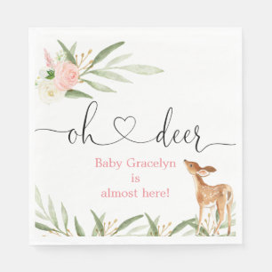Serviette En Papier Oh cerf rose or verdure baby shower cerf