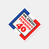 Serviette En Papier Oh Crepe drapeau français 40e anniversaire (Coin)