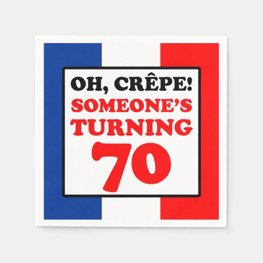 Serviette En Papier Oh Crepe drapeau français 70e anniversaire (Devant)
