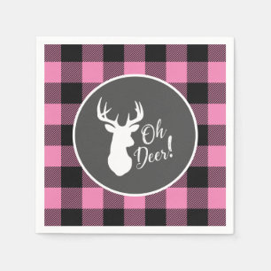 Serviette En Papier Oh Deer Baby shower rose
