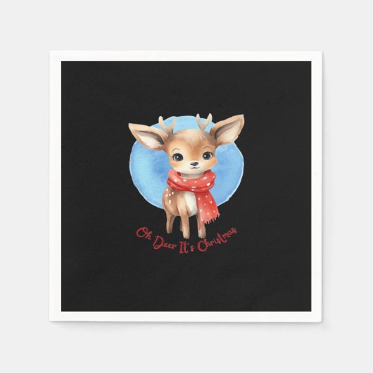 Serviette En Papier Oh Deer Its Christmas Retro Classic Design  (Devant)