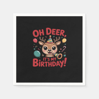 Serviette En Papier Oh Deer Its My Birthday Cute Reindeer Festive Styl