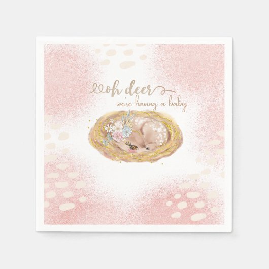 Serviette En Papier Oh Deer Nous avons un bébé (Devant)