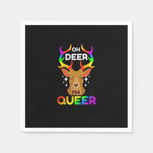 Serviette En Papier Oh Deer Queer Funny LGBTQ Pride Awareness  (Devant)