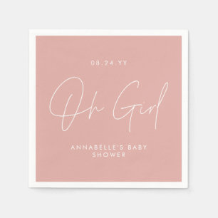 Serviette En Papier oh fille Baby shower script rose élégant