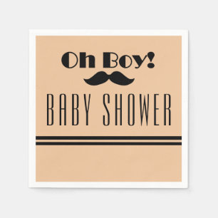 Serviette En Papier Oh garçon Baby shower de moustache noire
