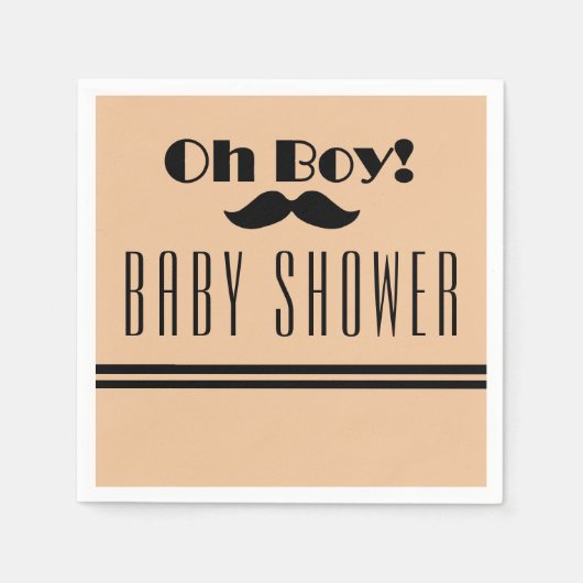 Serviette En Papier Oh garçon Baby shower de moustache noire (Devant)