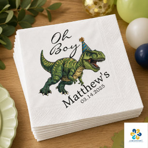 Serviette En Papier Oh Garçon! Baby Shower Dinosaure Mignon
