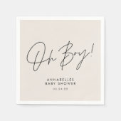 Serviette En Papier oh garçon Baby shower script crème neutre (Devant)