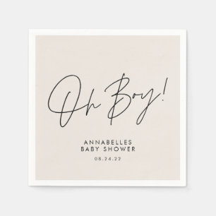 Serviette En Papier oh garçon Baby shower script crème neutre