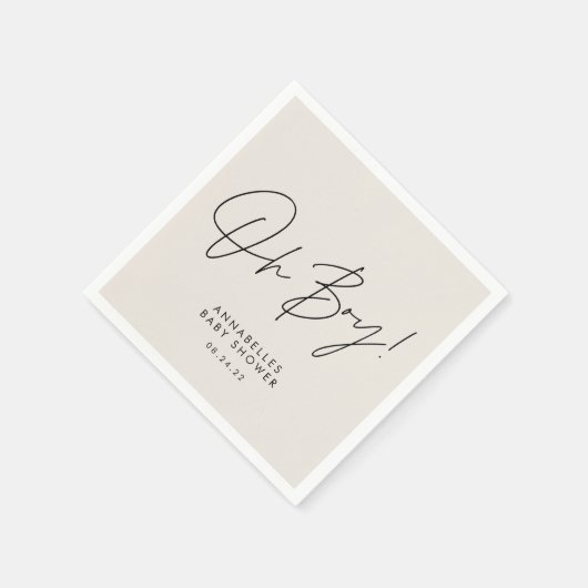 Serviette En Papier oh garçon Baby shower script crème neutre (Coin)
