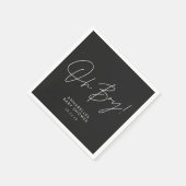 Serviette En Papier oh garçon Baby shower script noir élégant (Coin)