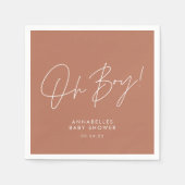 Serviette En Papier oh garçon Baby shower script terre acotta élégant (Devant)