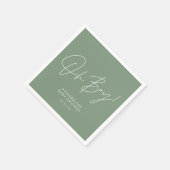 Serviette En Papier oh garçon Baby shower script vert élégant (Coin)