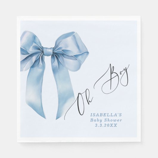 Serviette En Papier Oh Garçon bébé garçon douche bleu arc (Devant)