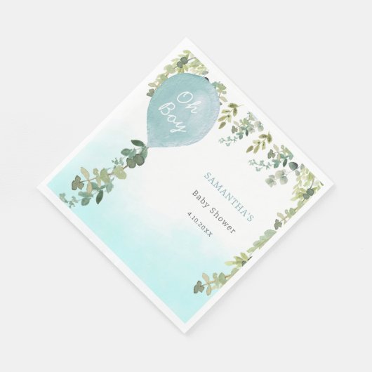 Serviette En Papier Oh garçon bleu ballon garçon baby shower verdure (Coin)
