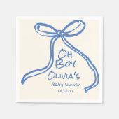 Serviette En Papier Oh Garçon Bleu Main Écrite Baby shower de Bow tiré (Devant)