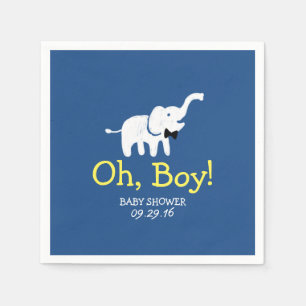 Serviette En Papier Oh garçon éléphant Baby shower bleu marine