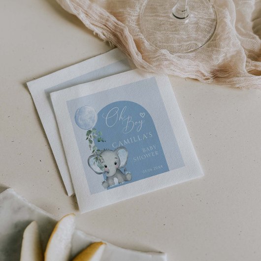 Serviette En Papier Oh garçon éléphant garçon Baby shower de ballon