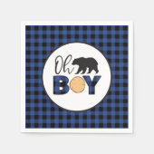 Serviette En Papier Oh garçon ours bleu Buffalo Plaid Baby shower (Devant)