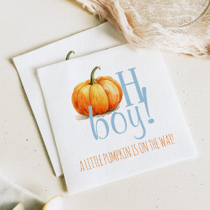 Serviette En Papier Oh Garçon Petit Citrouille Garçon Bleu Baby Shower