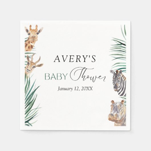 Serviette En Papier Oh Garçon Safari Animaux Baby shower serviettes (Devant)