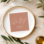 Serviette En Papier oh garçon Script de Baby shower élégant en terraco