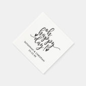 Serviette En Papier Oh Happy Day Script Mariage personnalisé serviette (Coin)