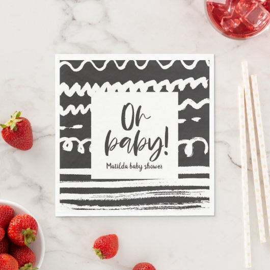 Serviette En Papier Oh mon bébé ! baby shower graphique moderne (En situation)