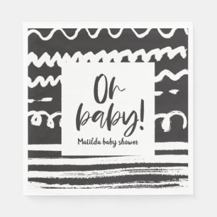 Serviette En Papier Oh mon chéri ! baby shower graphique moderne
