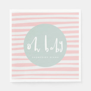 Serviette En Papier oh mon chéri, chic baby shower rose