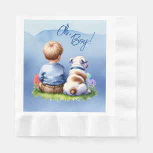 Serviette En Papier Oh, mon garçon ! Baby shower Baby and Bulldog