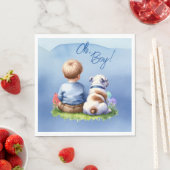 Serviette En Papier Oh, mon garçon ! Baby shower Baby and Bulldog (En situation)