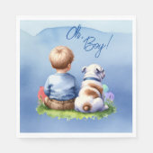 Serviette En Papier Oh, mon garçon ! Baby shower Baby and Bulldog (Devant)