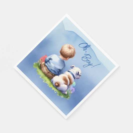 Serviette En Papier Oh, mon garçon ! Baby shower Baby and Bulldog (Coin)